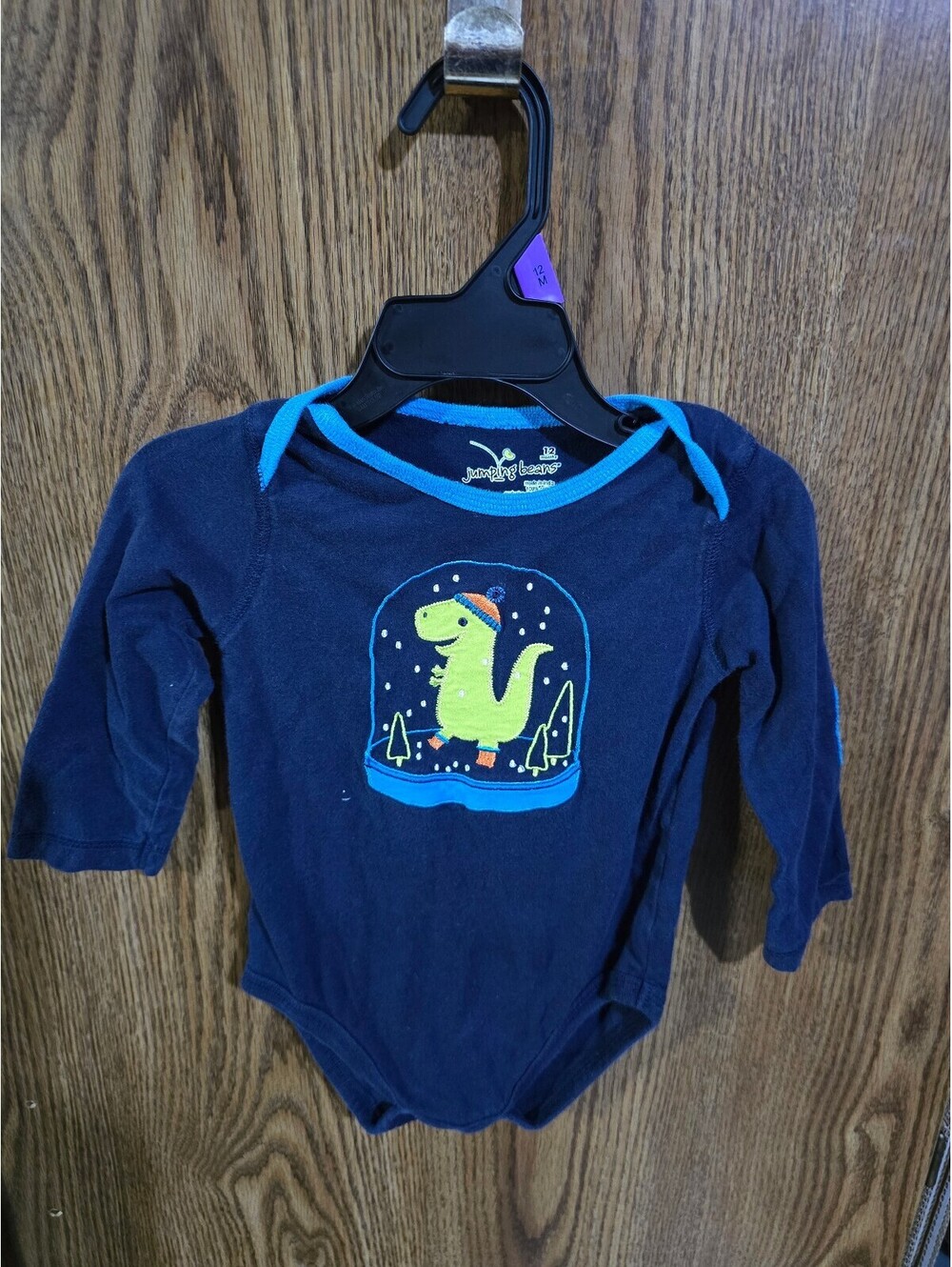 Jumping Beans Bodysuit Blue With Green Dinosaurs